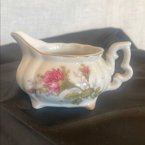 Vintage Floral Creamer with Pink Roses